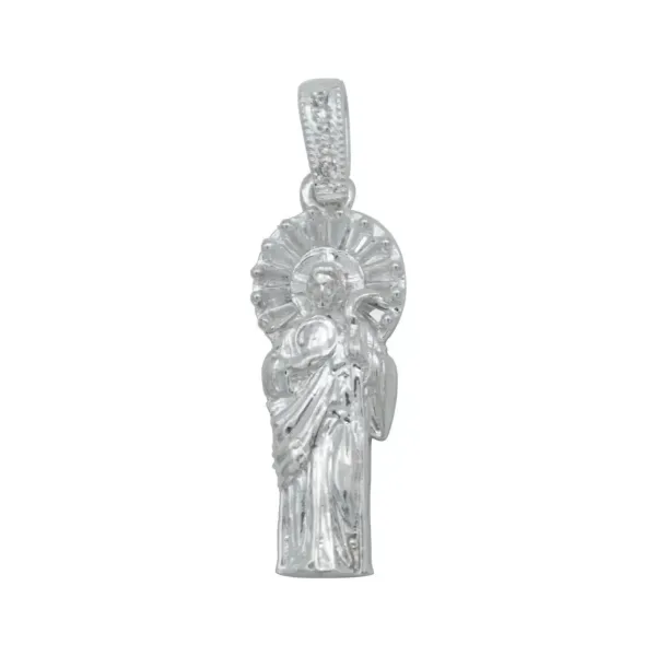 Dije San Judas Tadeo Plata 925 Liso con Zirconia - Imagen 1