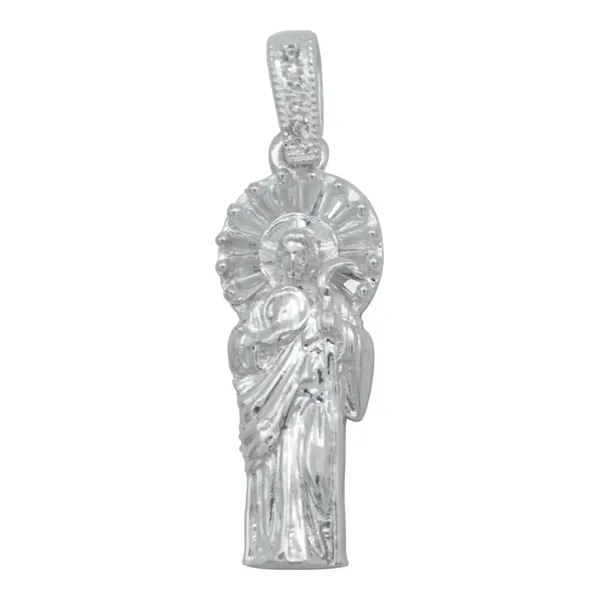 Dije San Judas Tadeo Plata 925 Liso con Zirconia - Imagen 1