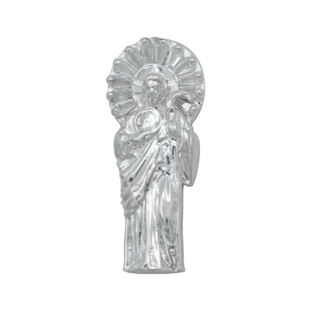 Dije San Judas Tadeo Plata 925 Liso con Zirconia - Imagen 2