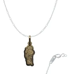 Dije San Judas Tadeo Oro 10k Liso con Cadena Eslabón para Mujer - Imagen 1