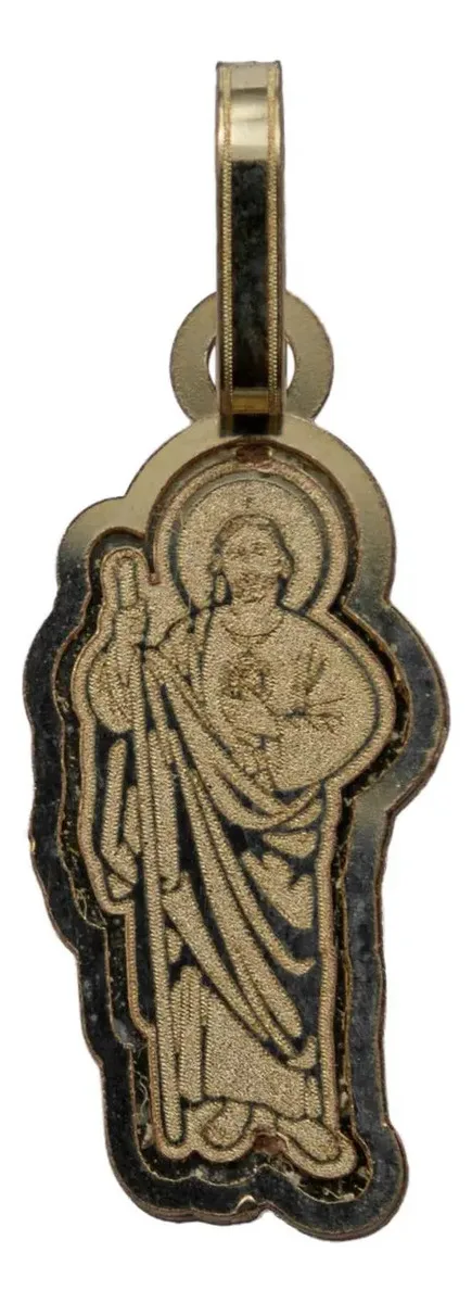 Dije San Judas Tadeo Oro 10k Liso con Cadena Eslabón para Mujer - Imagen 3