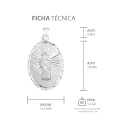 Dije San Judas Tadeo Plata 925 Oval Diamantado - Imagen 7