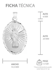 Dije San Judas Tadeo Plata 925 Oval Diamantado - Imagen 7