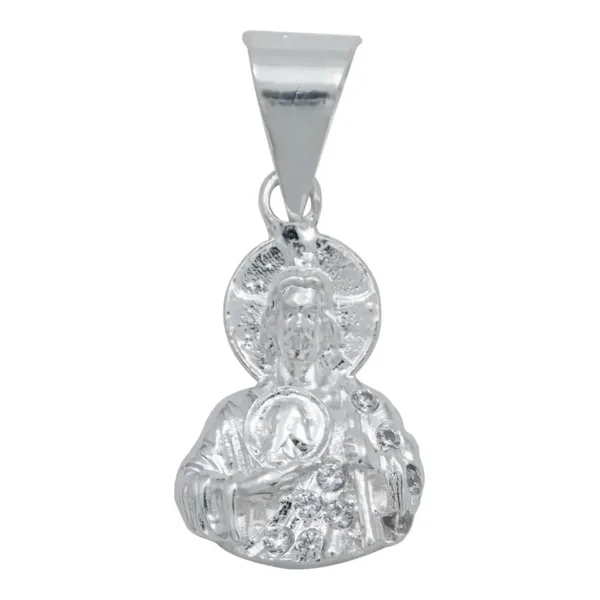 Dije San Judas Tadeo Torso Plata Ley .925 con Zirconia Blanca - Imagen 1