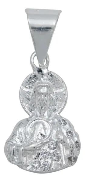 Dije San Judas Tadeo Torso Plata Ley .925 con Zirconia Blanca - Imagen 1