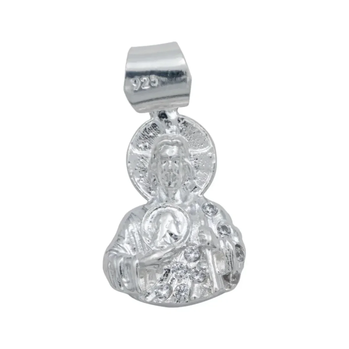 Dije San Judas Tadeo Torso Plata Ley .925 con Zirconia Blanca - Imagen 3