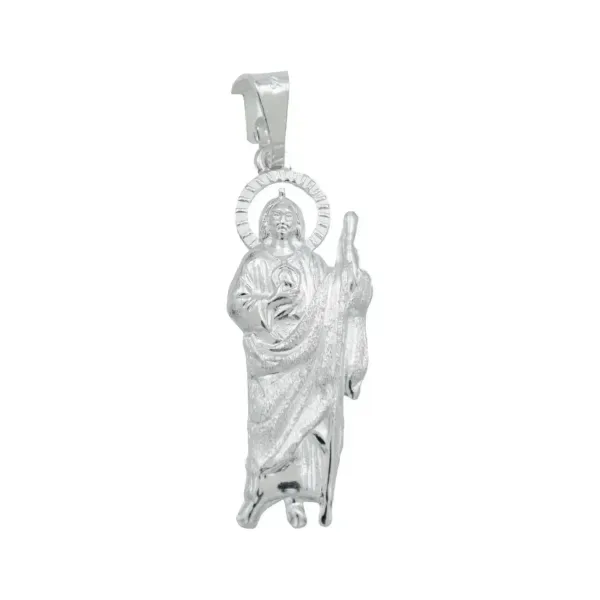 Dije San Judas Tadeo Plata 925 Troquelado con Detalle Diamantado - Imagen 1