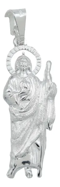 Dije San Judas Tadeo Plata 925 Troquelado con Detalle Diamantado - Imagen 1