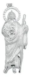 Dije San Judas Tadeo Plata 925 Troquelado con Detalle Diamantado - Imagen 2