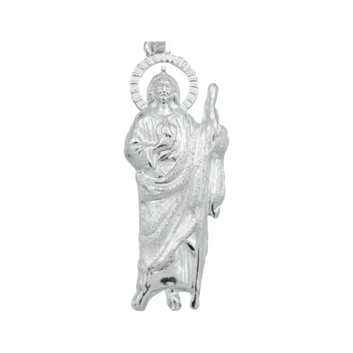 Dije San Judas Tadeo Plata 925 Troquelado con Detalle Diamantado - Imagen 2