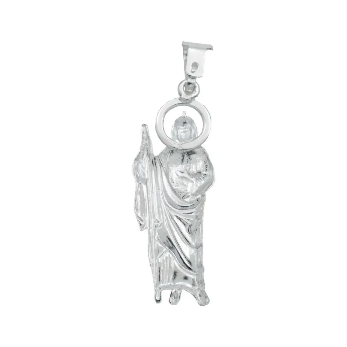 Dije San Judas Tadeo Plata 925 Troquelado con Detalle Diamantado - Imagen 3