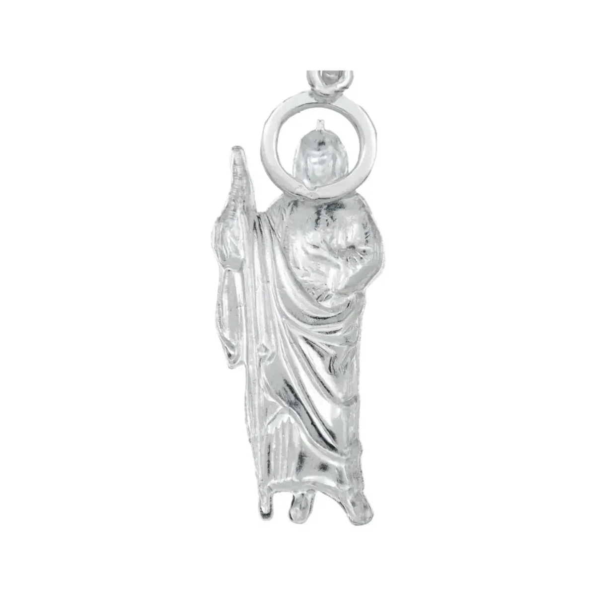 Dije San Judas Tadeo Plata 925 Troquelado con Detalle Diamantado - Imagen 4