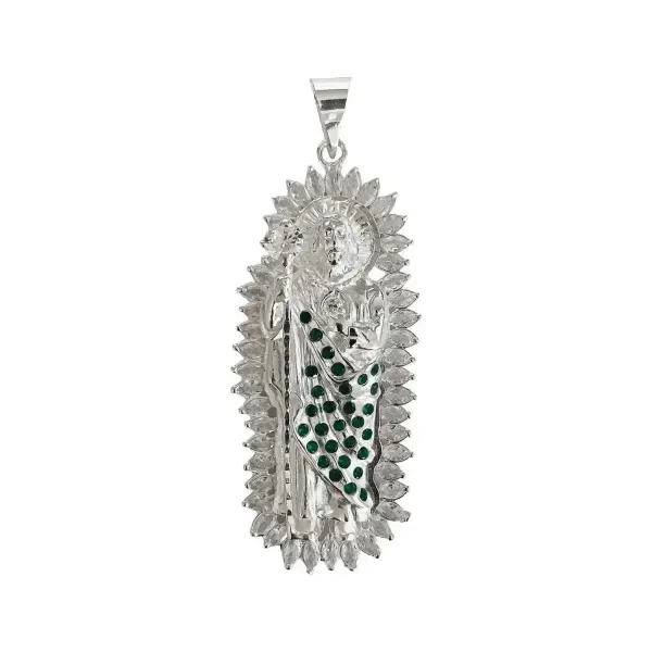 Dije San Judas Tadeo Plata 925 con Zirconia y Resplandor - Imagen 1