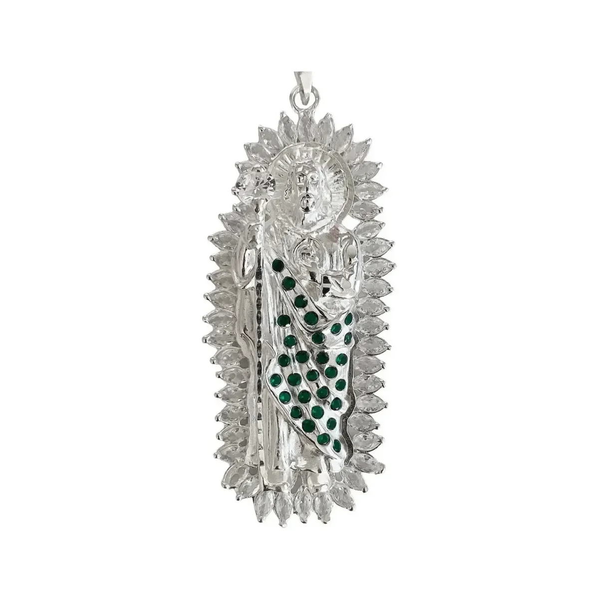 Dije San Judas Tadeo Plata 925 con Zirconia y Resplandor - Imagen 2