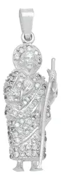 Dije San Judas Tadeo Plata Ley 925 con Zirconia Transparente - Imagen 1