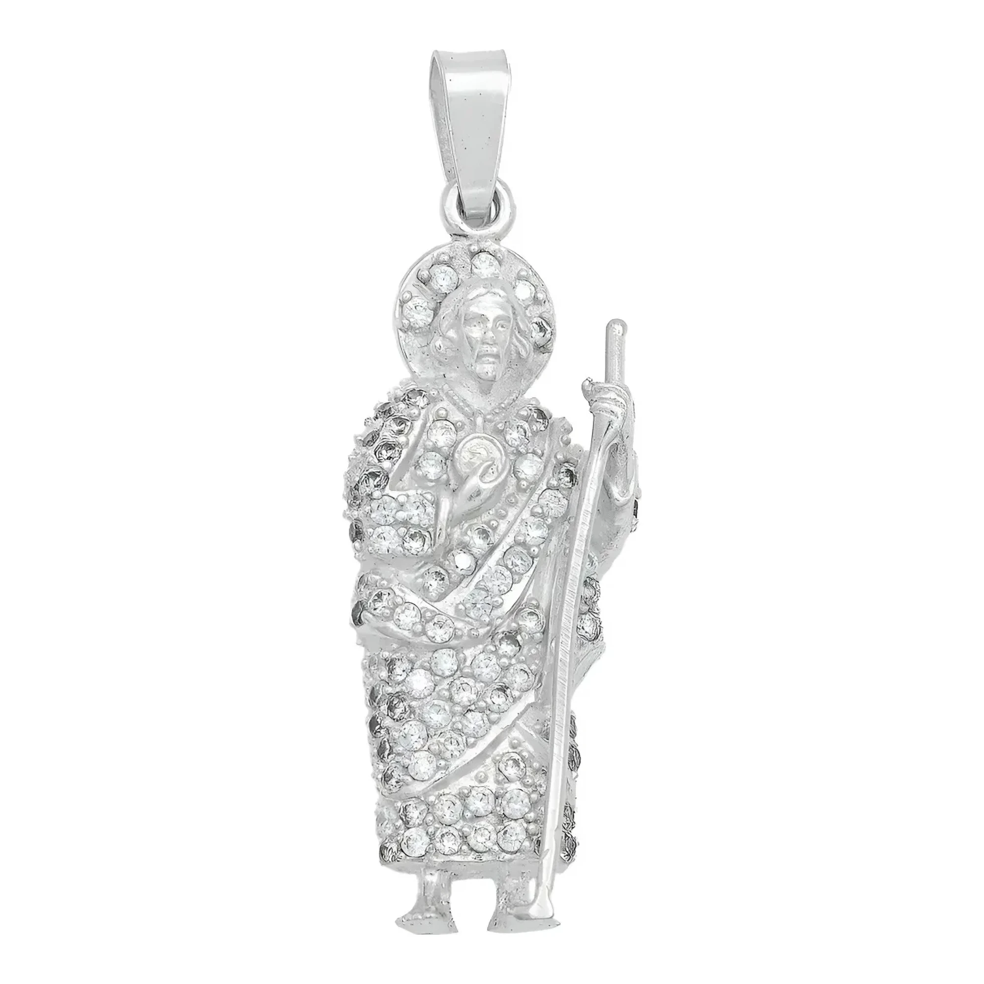 Dije San Judas Tadeo Plata Ley 925 con Zirconia Transparente - Joyaris joyería mexicana