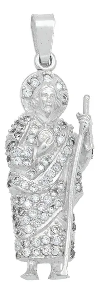 Dije San Judas Tadeo Plata Ley 925 con Zirconia Transparente - Imagen 1