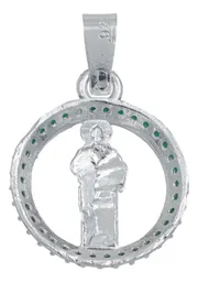 Dije San Judas Tadeo Plata 925 Zirconia Verde Hombre - Imagen 3