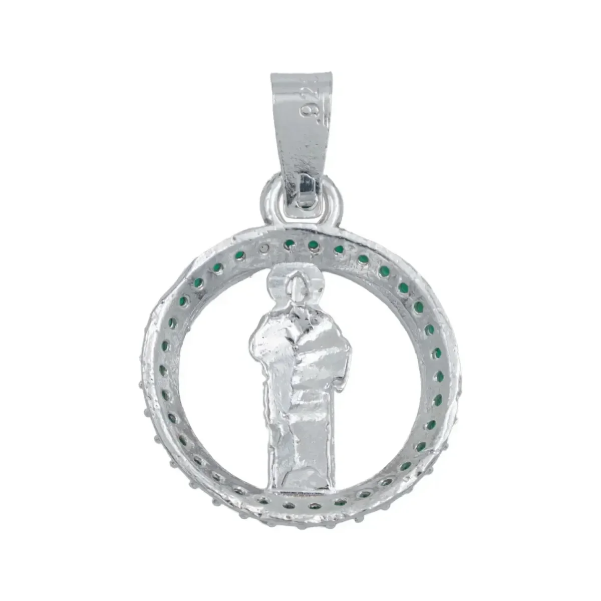 Dije San Judas Tadeo Plata 925 Zirconia Verde Hombre - Imagen 3