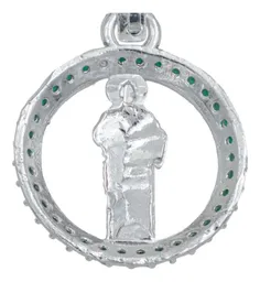 Dije San Judas Tadeo Plata 925 Zirconia Verde Hombre - Imagen 4