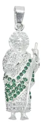 Dije San Judas Tadeo Plata 925 con Zirconia Verde - Imagen 1