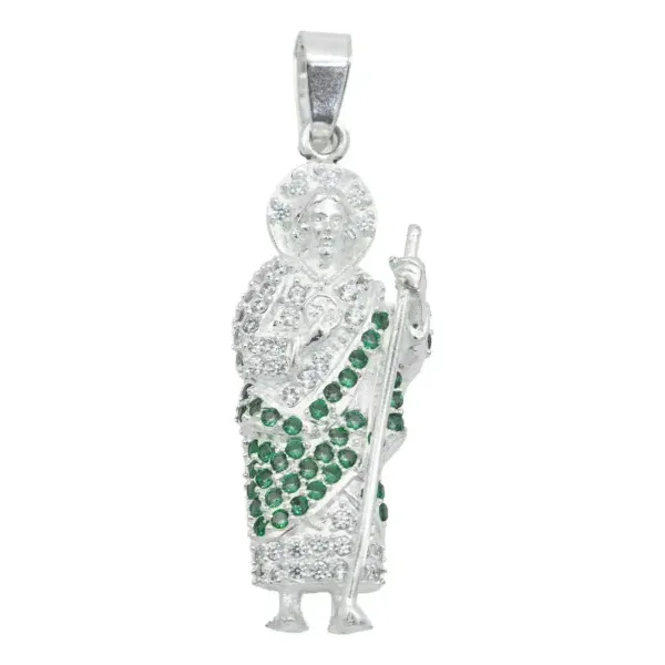 Dije San Judas Tadeo Plata 925 con Zirconia Verde - Imagen 1