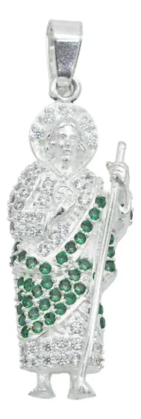Dije San Judas Tadeo Plata 925 con Zirconia Verde - Imagen 1