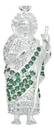 Dije San Judas Tadeo Plata 925 con Zirconia Verde - Imagen 2