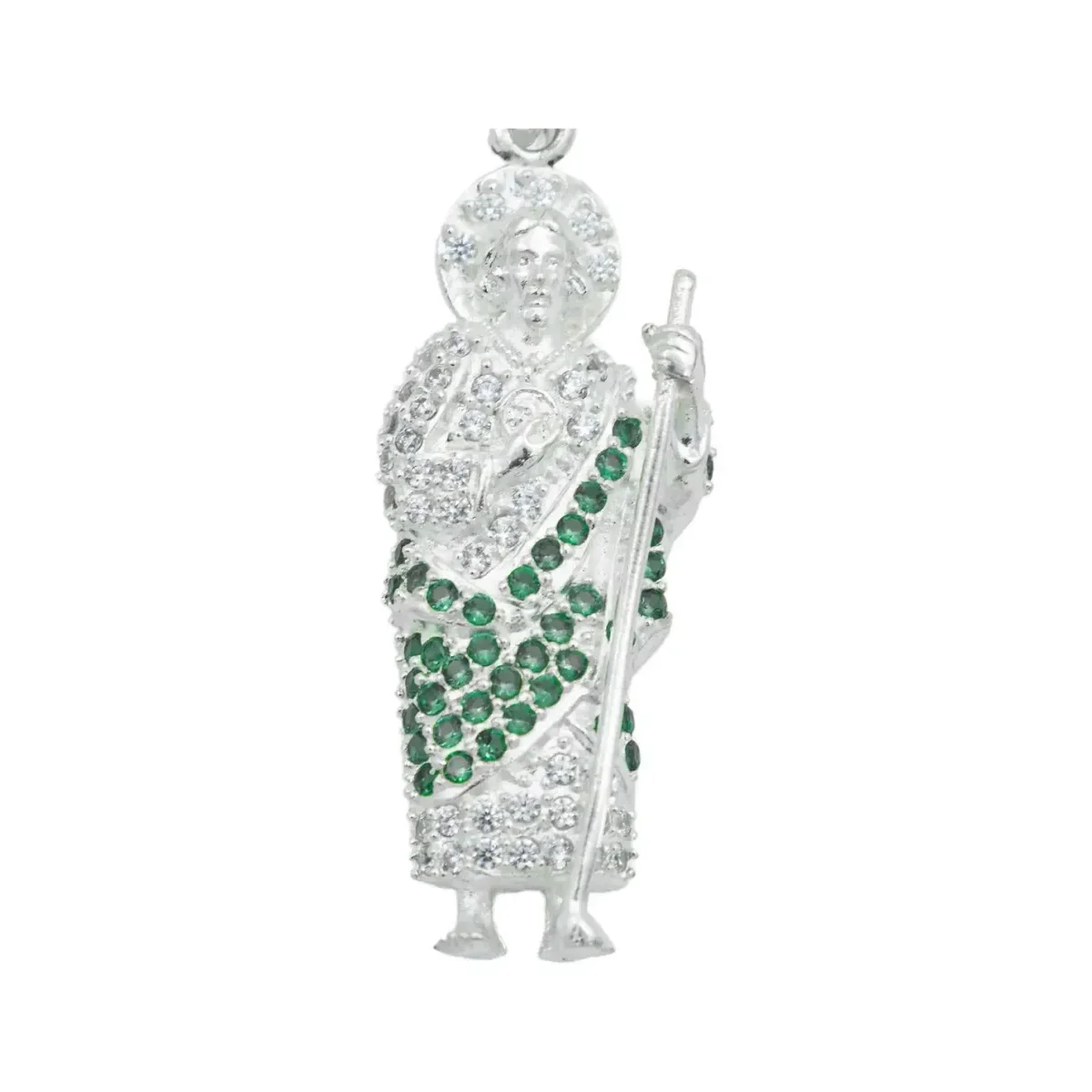 Dije San Judas Tadeo Plata 925 con Zirconia Verde - Imagen 2