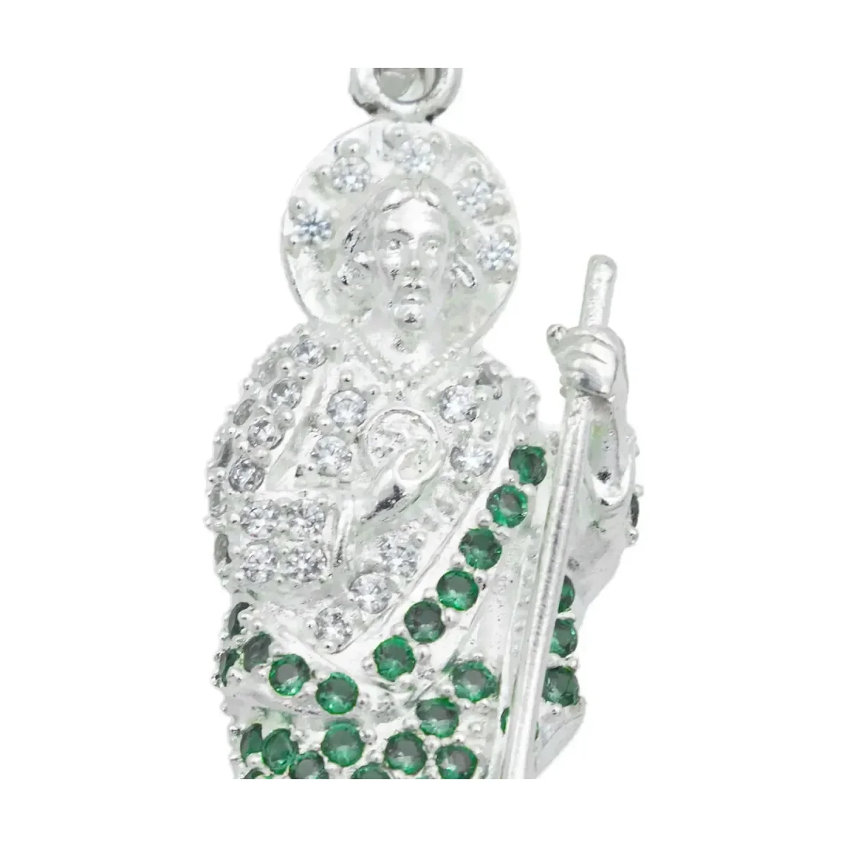 Dije San Judas Tadeo Plata 925 con Zirconia Verde - Imagen 3