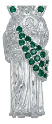 Dije San Judas Tadeo Plata Ley .925 con Zirconia Verde - Imagen 2