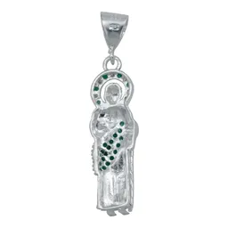 Dije San Judas Tadeo Plata Ley .925 con Zirconia Verde - Imagen 4