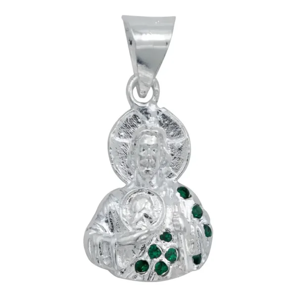Dije San Judas Tadeo Plata 925 con Zirconia Verde Torso - Imagen 1