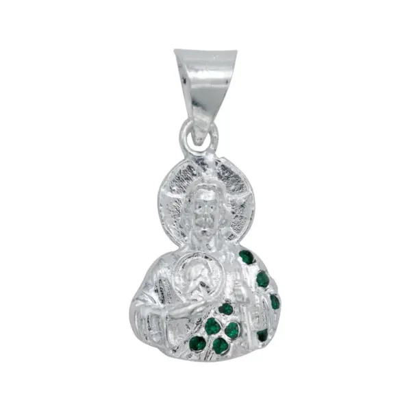Dije San Judas Tadeo Plata 925 con Zirconia Verde Torso - Imagen 1
