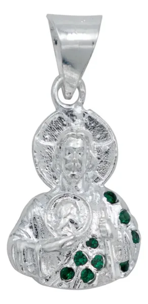 Dije San Judas Tadeo Plata 925 con Zirconia Verde Torso - Imagen 1