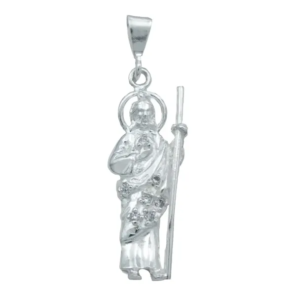 Dije San Judas Tadeo Plata 925 con Zirconias Brillantes Detallado - Imagen 1