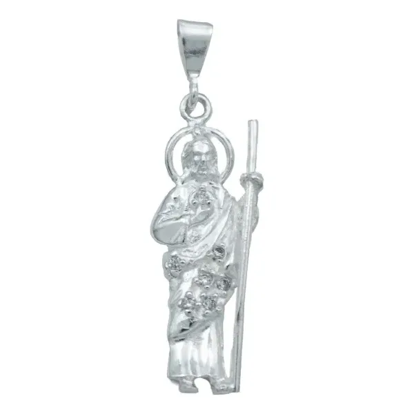 Dije San Judas Tadeo Plata 925 con Zirconias Brillantes Detallado - Imagen 1