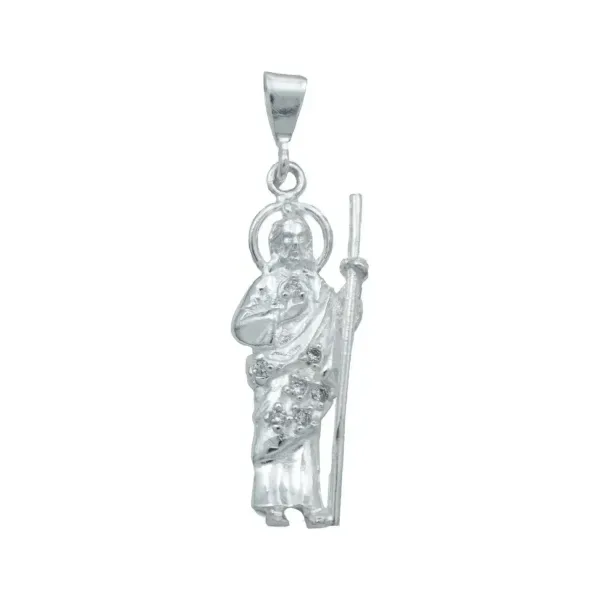 Dije San Judas Tadeo Plata 925 con Zirconias Brillantes Detallado - Imagen 1