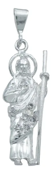 Dije San Judas Tadeo Plata 925 con Zirconias Brillantes Detallado - Imagen 1