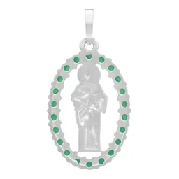 Dije San Judas Tadeo Plata Ley 925 Zirconias Verdes Plano - Imagen 2