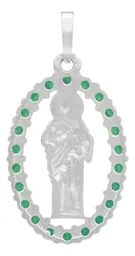Dije San Judas Tadeo Plata Ley 925 Zirconias Verdes Plano - Imagen 2
