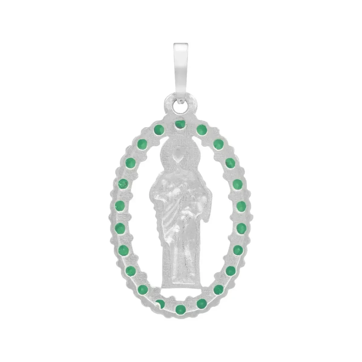 Dije San Judas Tadeo Plata Ley 925 Zirconias Verdes Plano - Imagen 2