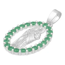Dije San Judas Tadeo Plata Ley 925 Zirconias Verdes Plano - Imagen 3