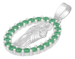 Dije San Judas Tadeo Plata Ley 925 Zirconias Verdes Plano - Imagen 3