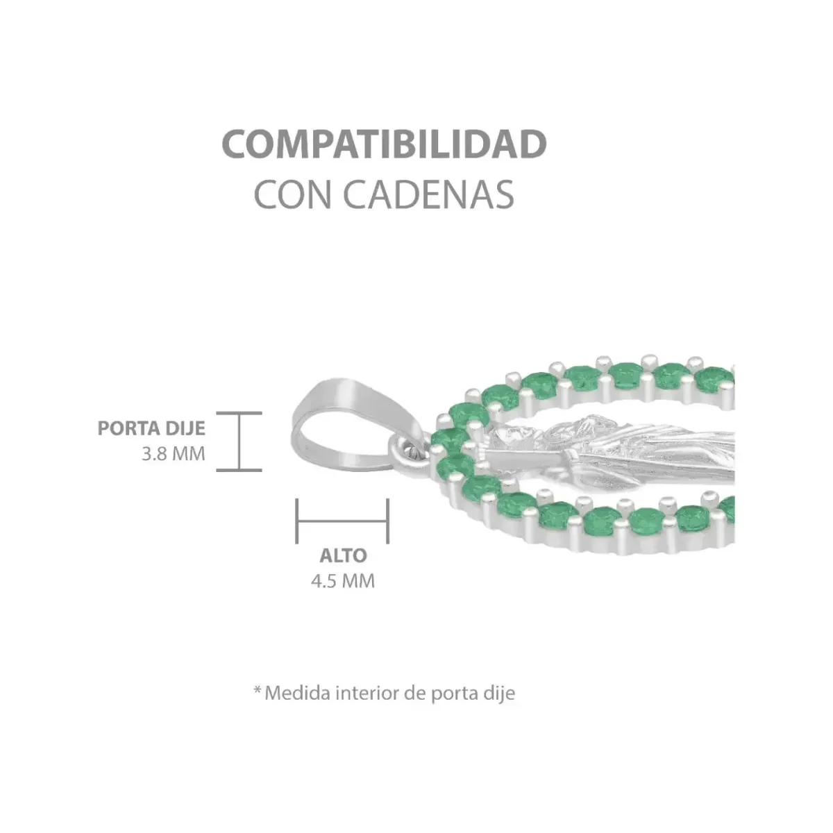 Dije San Judas Tadeo Plata Ley 925 Zirconias Verdes Plano - Imagen 5