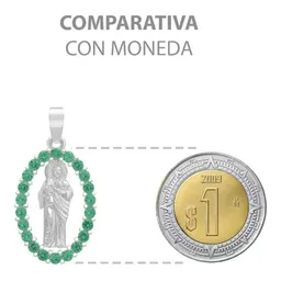 Dije San Judas Tadeo Plata Ley 925 Zirconias Verdes Plano - Imagen 7