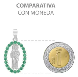 Dije San Judas Tadeo Plata Ley 925 Zirconias Verdes Plano - Imagen 7