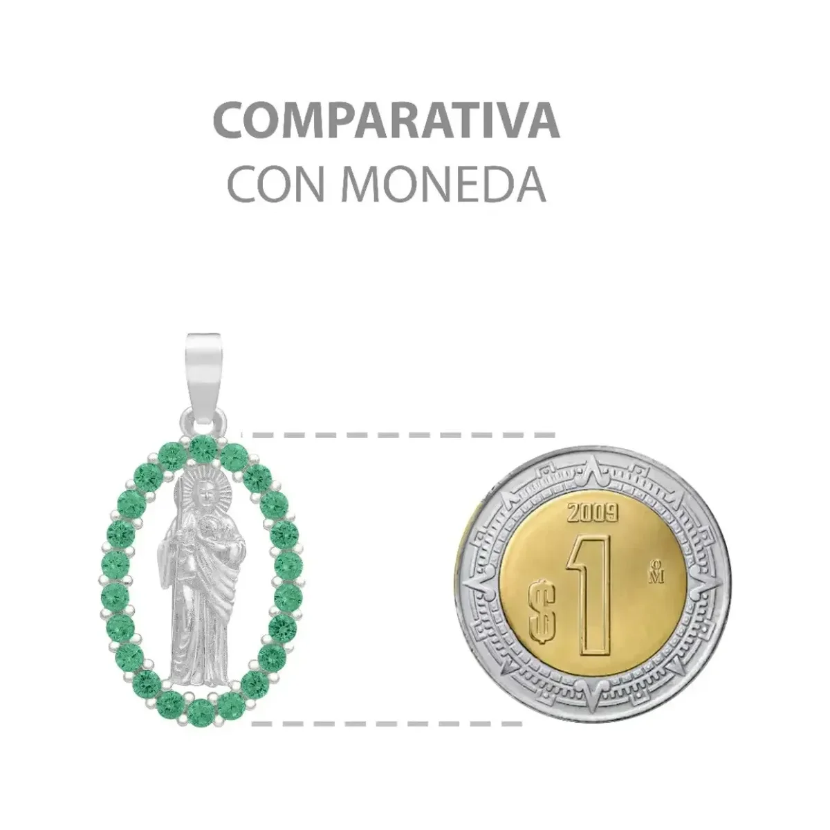 Dije San Judas Tadeo Plata Ley 925 Zirconias Verdes Plano - Imagen 7