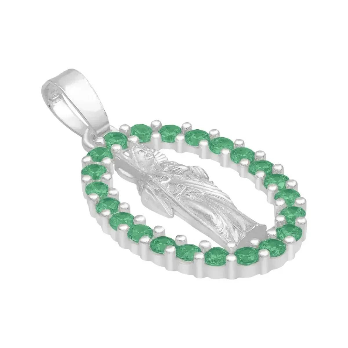 Dije San Judas Tadeo Plata Ley 925 Zirconias Verdes Plano - Imagen 8