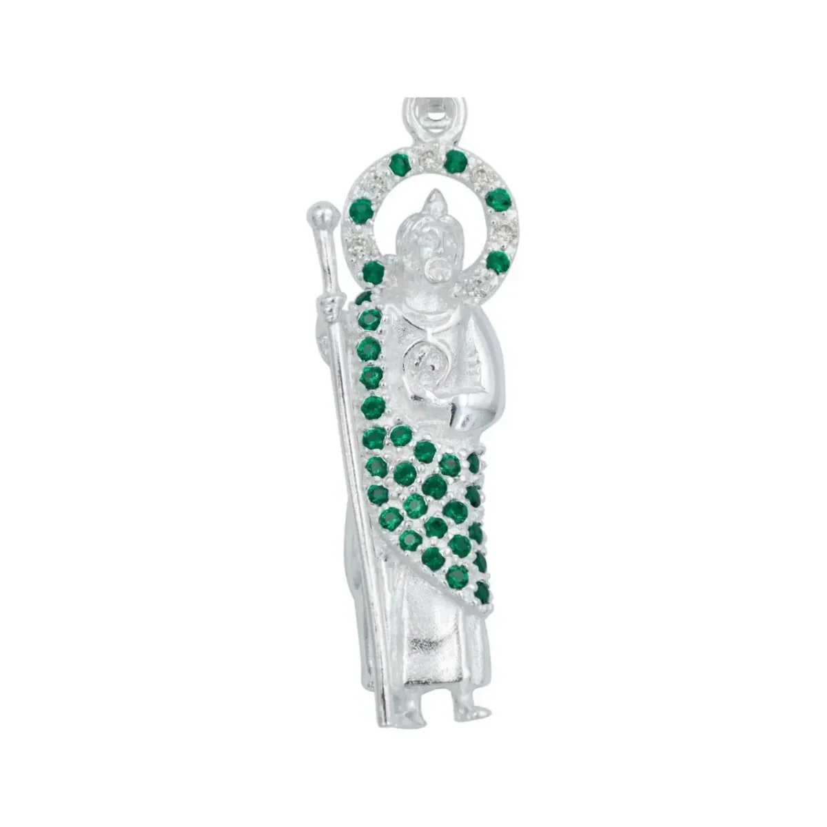 Dije San Judas Tadeo Plata Ley 925 con Zirconias Verdes - Imagen 2